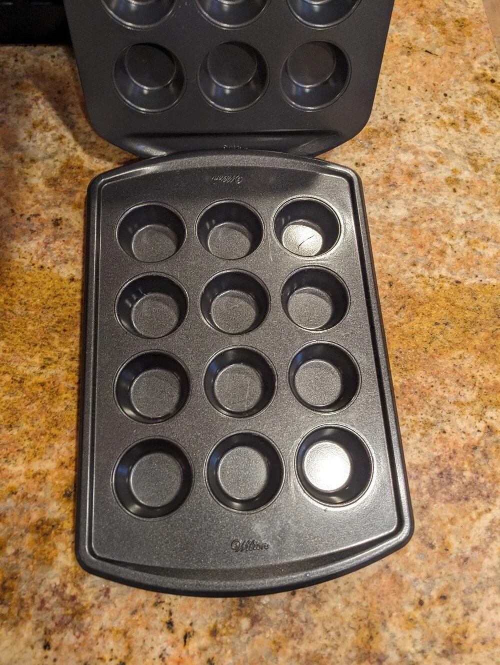 Wilton 2 Mini Muffin Pan Metal Mini Cupcake / Muffin 12 Cup Each Pan Preowned